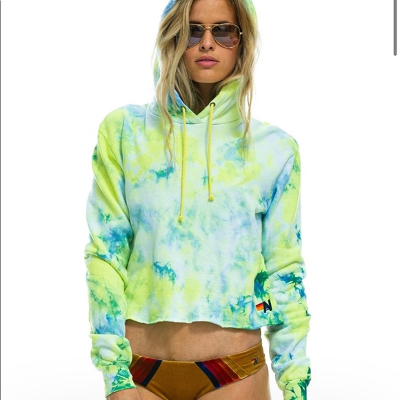 neon yellow crop hoodie